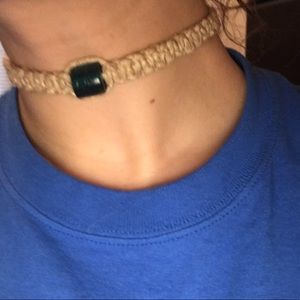 Free w bundle! Cute rope choker with green bead